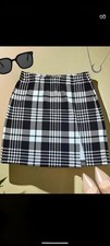 Cute Black And White High Waist Plaid Skirt Free Shipping New 01146