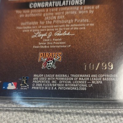 2005 Fleer Patchworks Game-Worn Patch Jason Bay Pittsburgh Pirates /99 rate