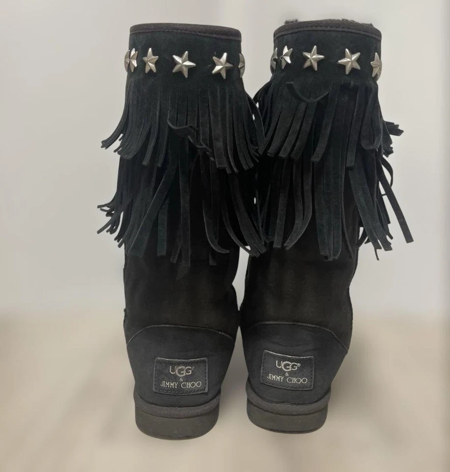 Botas de Gamuza UGG × Jimmy Choo Estrella Plata Tachuelas Mujer Talla US 7 Color Negro Foto 3 de 4