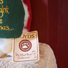 Boyds Bears Head Bean Collection White Mouse Plush w/ Book, Tags Christmas 