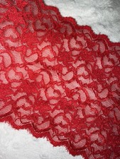 5 yards brick red stretch sewing lace 5" small flowers wide