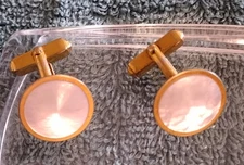 Vintage Round Swank Mother of Pearl Cufflinks 5/8" Diameter