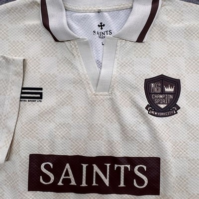 Saints Studio Polo Shirt Mens Large White Champion Spirit 16 Soccer Jersey