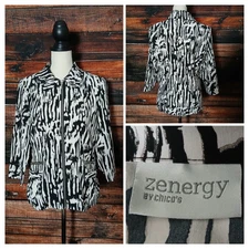 Zenergy Chicos Active Jacket Size 0 Small Full Zip Neema Brushstrokes 3/4 Sleeve