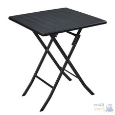 TAVOLO CIRELLA PIEGHEVOLE IN HDPE NERO EFFETTO LEGNO cm 62x62xH 73