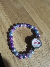 Bracelet stretchy flamingo theme snap bracele...
