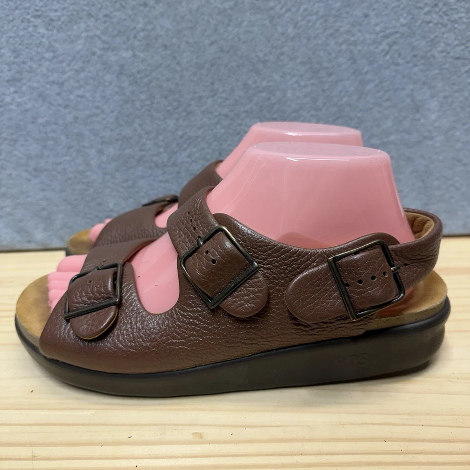 SAS Relaxed Heel Strap Sandals Size 8M Brown Pebbled Leather Tripad Comfort $199 - Image 3 of 4