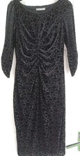 M&S Black Spot Bodycon Dress With Ruched Front Size 12