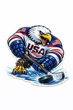 USA Hockey Bald Eagle Laminated Vinyl Decal/Sticker Car Window Laptop Truck