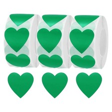 3 Roll 1500 Pcs Green Heart Stickers 1 Inch Cute Heart Shaped Sticker Labels