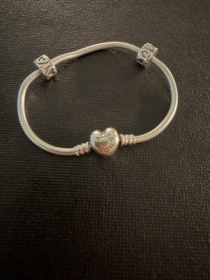 Authentic Pandora Moments Heart Clasp Snake Chain 19cm 7.5in PLUS