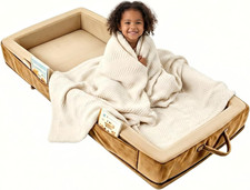Toddler Portable Travel Bed - Foldable Washable Floor Bed, Comfortable Mattres