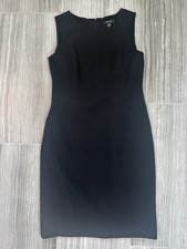 Nine West Solid Black Shift Dress Size 8 | Sleeveless Sheath Work Business EUC