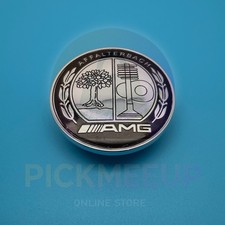 For Amg Black Chrome Front Hood Emblem Affalterbach Apple Tree Badge 57mm