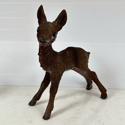 Zeho West Germany Hirsch Glasaugen Kunststoff 80er Vintage 39,5 cm hoch 33 lang (M)