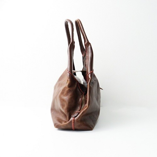 ANRIKUIR Leather Handbag Brown 35cm Vintage Look Minor Scuffs Japan Used - Picture 3 of 8