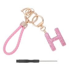 Initial Letter Keychain Letter H - Initial Wristlet KeyChain Pink