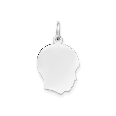 14k Weißgold Junge Kopf Anhänger Charm gravierbar Silhouette Erinnerung Schmuck