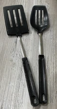 Vintage EKCO Black Nylon Kitchen Utensils Slotted Spatula Slotted Serving Spoon