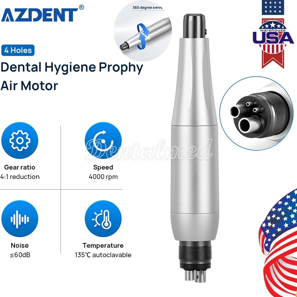 Premium Plus Dental Hygiene Prophy Handpiece Air Motor 4 Holes & 4:1 Nose Cone - Image 2 of 4