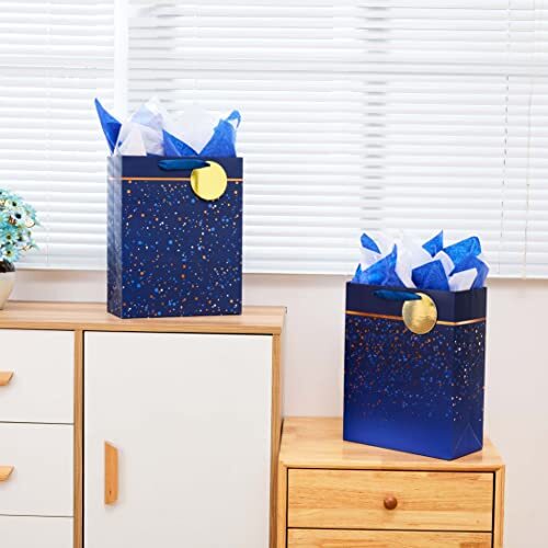 WRAPAHOLIC Large Birthday Gift Bag Set - 13" X 10" X 5", Includes Card, Tag & Tissue, Cute Corgi Design