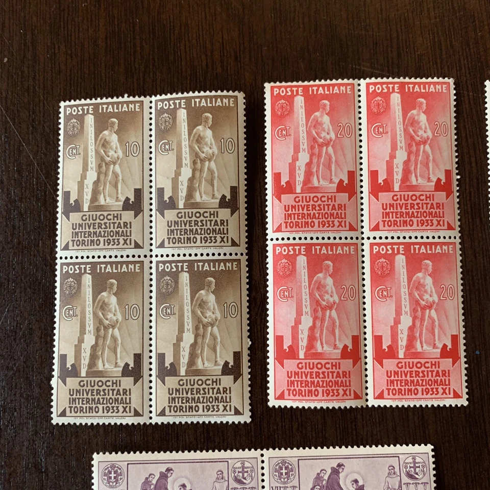 1931 1933 ITALY MH STAMPS BLOCKS #306-309 MUSSOLINI, #258, 260, 261, 262 SLAVES - Image 4 of 4