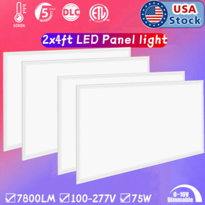 2x4ft LED Flat Panel Light,4-pack,75W,5000K Drop Ceiling Light for Office 7800lm