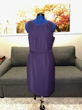 Tahari Corrina Purple Pleated Neck Ankle Length Sheath Dress Size 12 NWT NEW