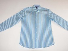 Hugo Boss Men's Regular Fit Dress Shirt Medium Long Sleeves Striped Blue White M