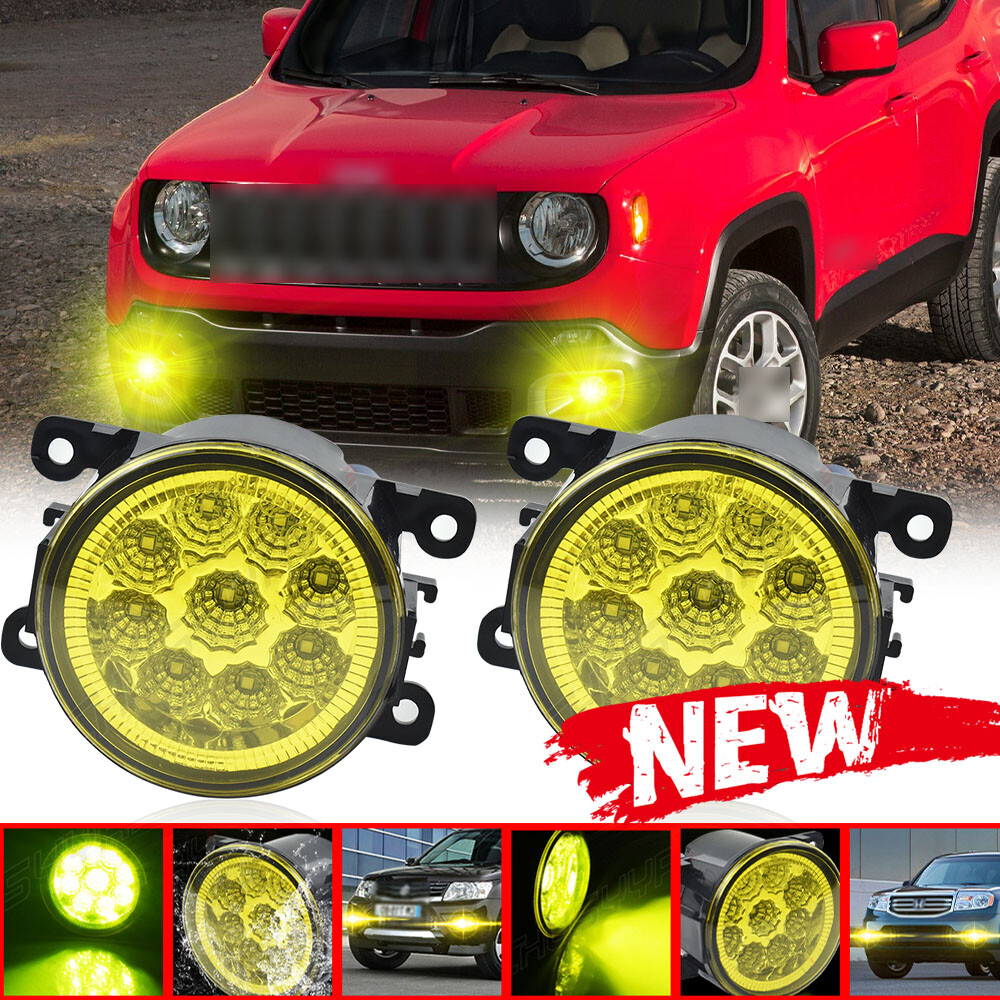 2PCS YELLOW Front Bumper Fog Light Driving Lamps Fits Jeep Renegade 2015-2018