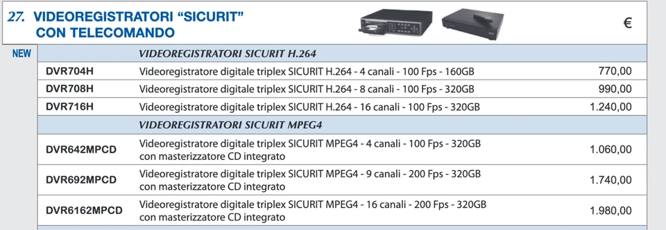 DVR6162MPCD Videoregistratore digitale triplex SICURIT - 16 canali - 200Fps - 32 - Immagine 2 di 2