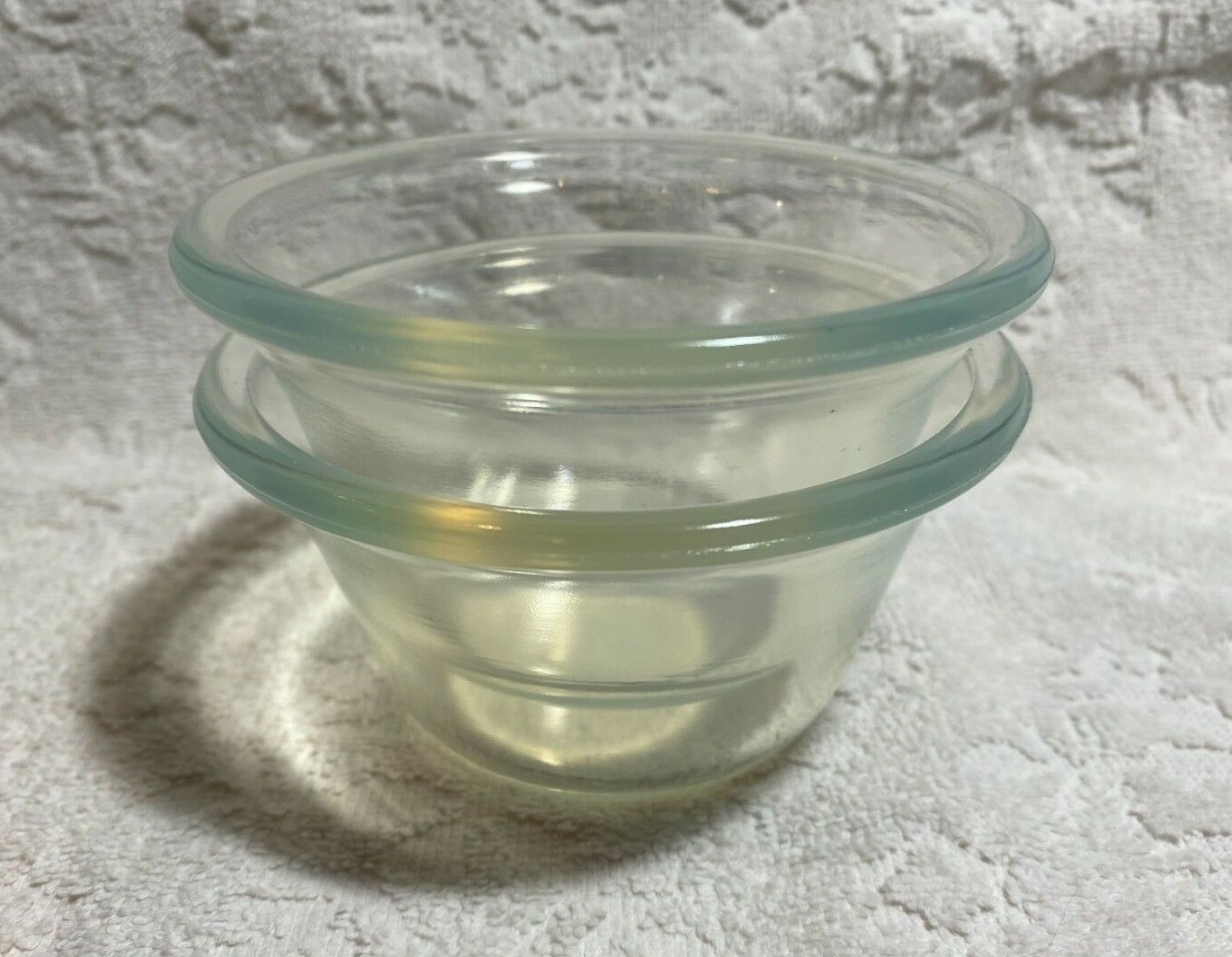 Vintage H.C. Fry Glass Co HTF FOVAL Two 1936 Flare Pearl-Oven-Glass Custard-Cups