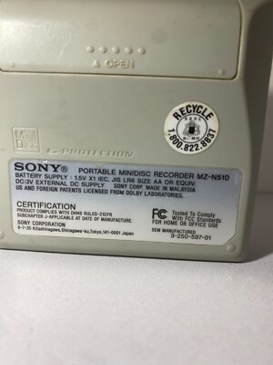 Sony Walkman Portable MiniDisc Player MZ-N510 Type-S With 1