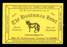 Matchbox label Pub The Huntsman Hotel Cockermouth Cumbria MS824