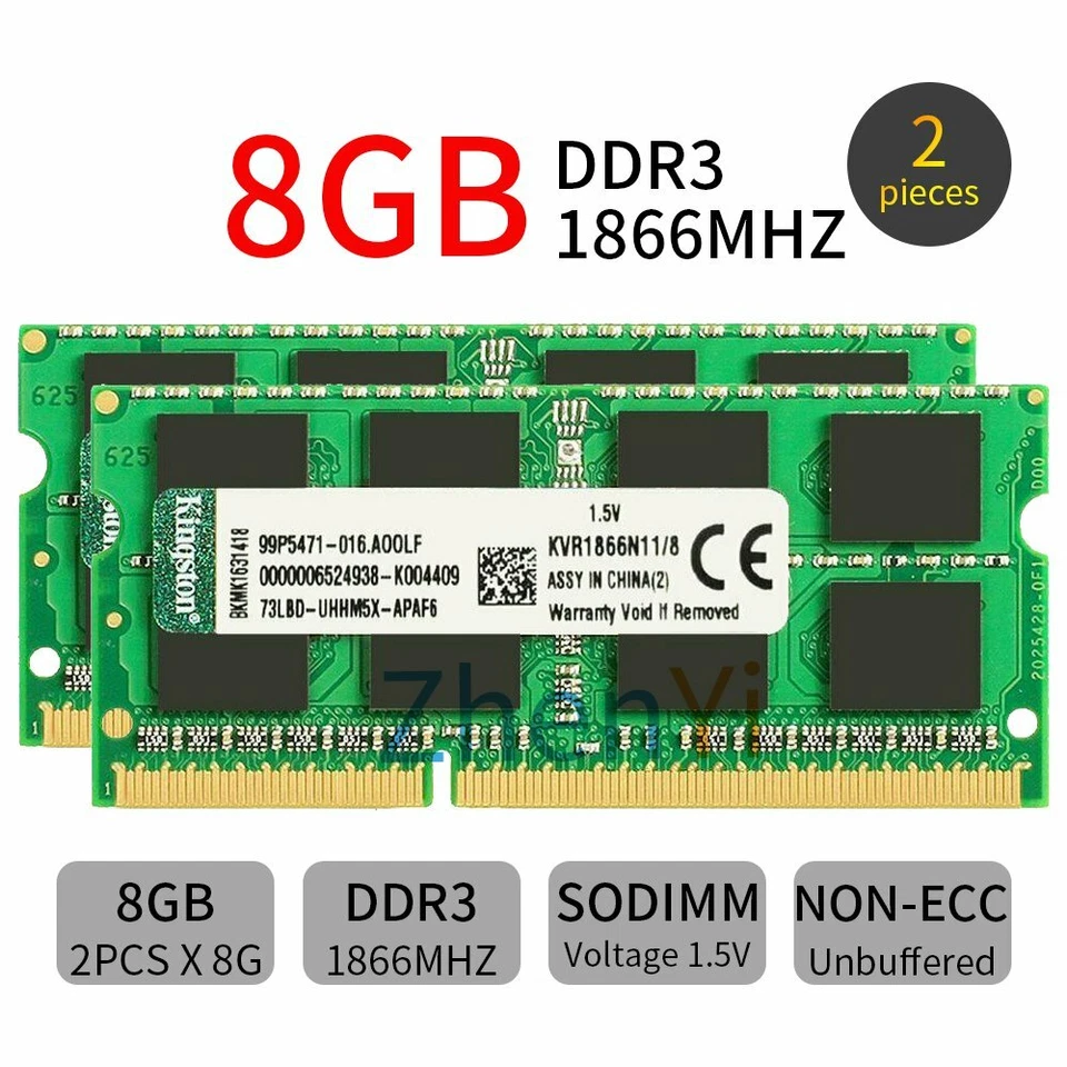 32GB 16GB 8GB DDR3 1866MHz KVR1866N11/8 SODIMM Laptop Memory RAM Kingston LOT BT - Image 3 of 4