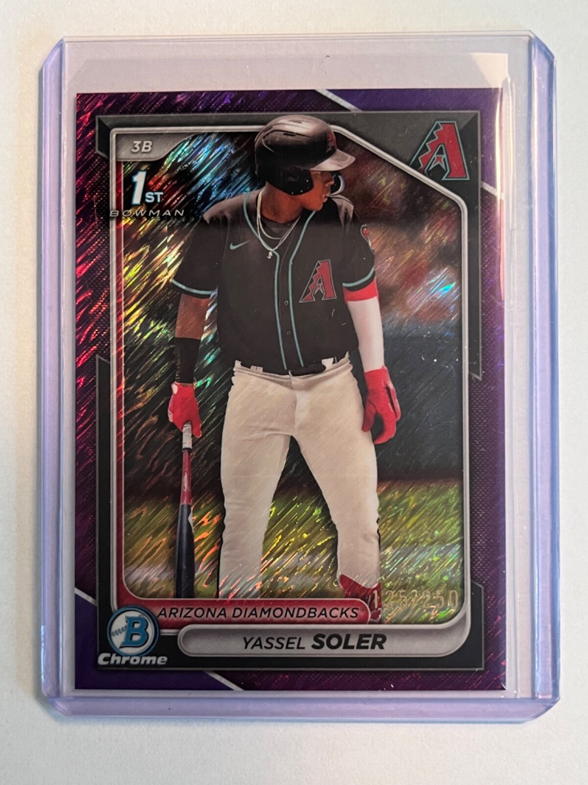 2024 Yassel Soler Bowman Chrome Purple Shimmer Refractor 1st RC #/250 Arizona