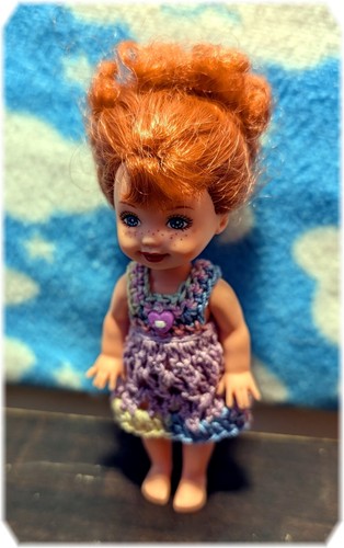 1 Handmade Crochet Doll Dress that Fit 4 Inch KELLY / NO DOLL OR SHOES - Picture 7 of 11
