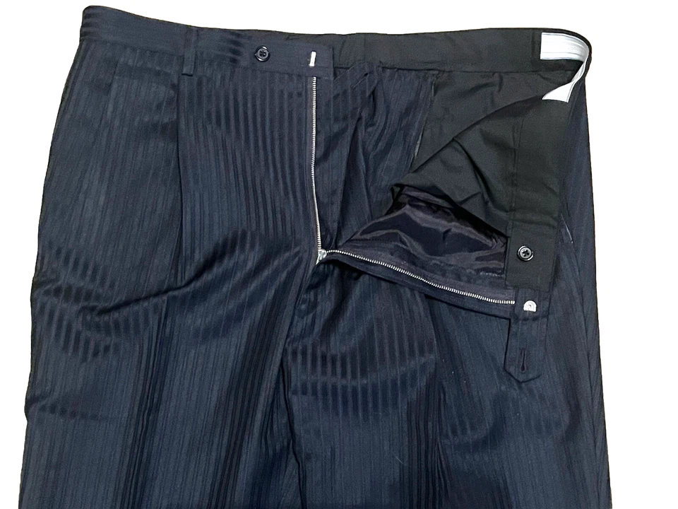 Pantalones a rayas azules/negros de ajuste clásico personalizados W40 L29 Foto 4 de 4