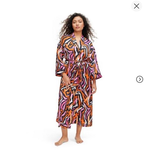 Diane von Furstenberg for Target Women's Satin Disco Zebra XS Robe Pink DVF - Picture 9 of 12