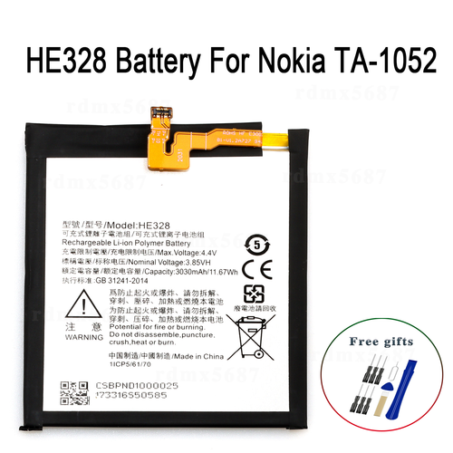 Batteria Ricambio Per Nokia 8 - Modello HE328, Con Toolkit