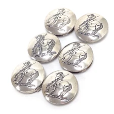 Set of Six (6) 925 Sterling Silver Southwestern Trail of Tears Button Covers