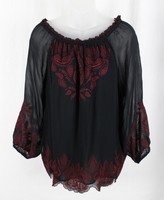 Joie Women's Black Burgundy Sheer Embroidered Shirt Top Blouse Size Xs on sale Joie Women's Black Burgundy Sheer Embroidered Shirt Top Blouse Size Xs on sale