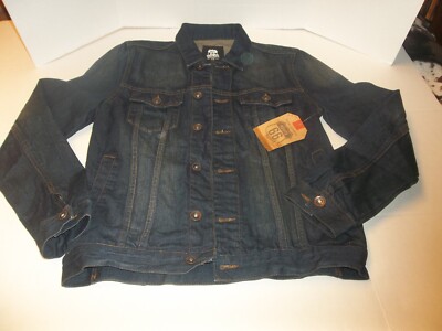 New! Route 66 Trucker Jacket Young Men's S Blue Button Flap Pocket Cotton Denim