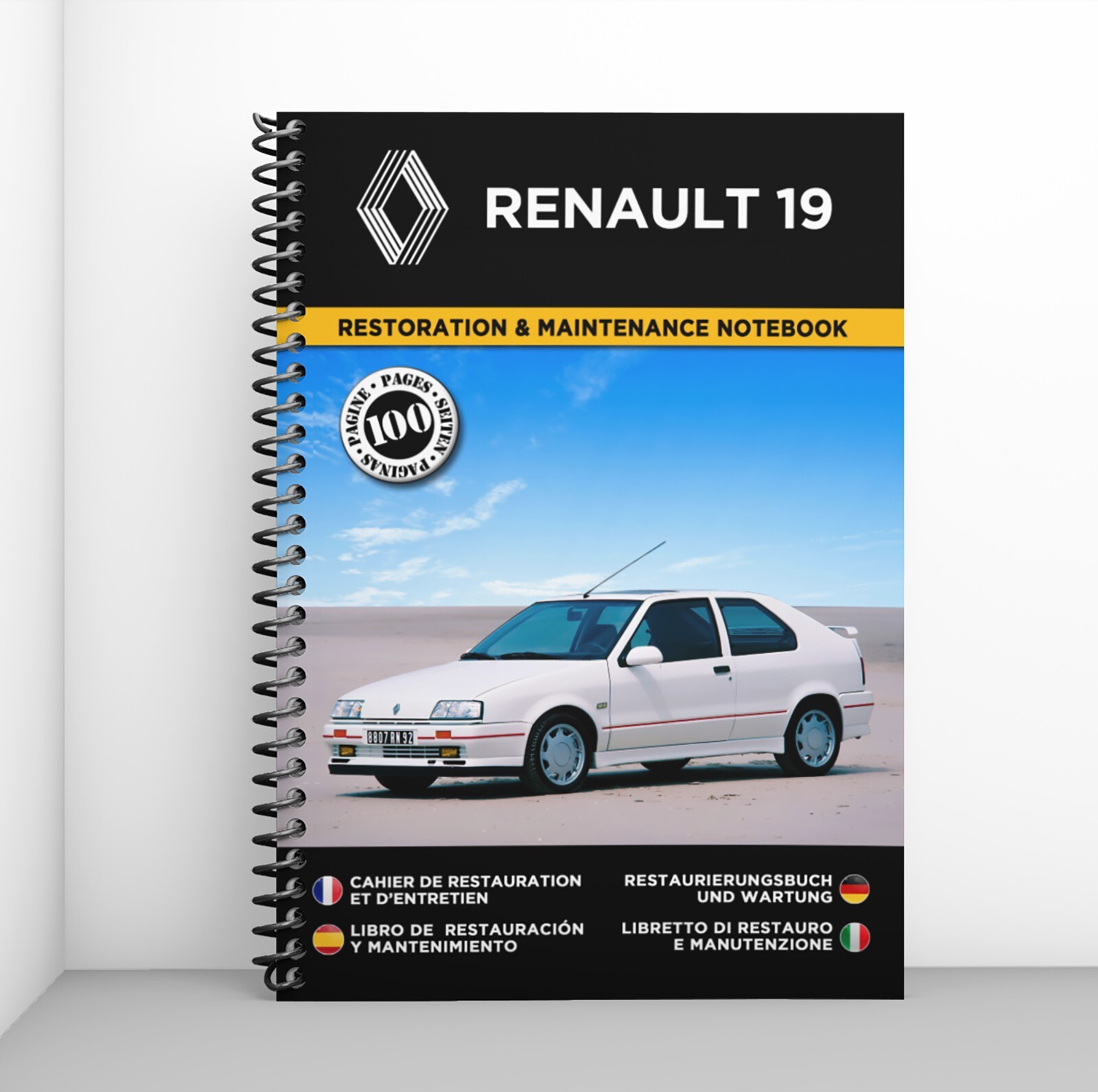 Cahier de restauration Renault 19 pour le suivi d'entretien du modèle R19