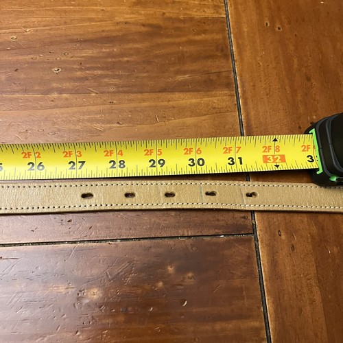 Vintage Bushy Creek Genuine Leather Tan Skinny Concho Belt Size 30 - Picture 17 of 18