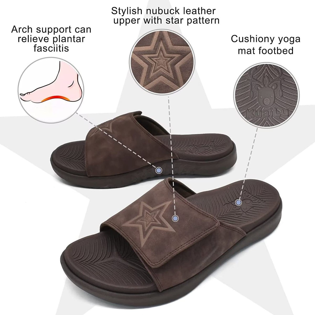 🔴 KuaiLu Mens Sandals Orthotic Arch Support Athletic Sport