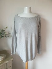 H&M grey thin loose knit 'Sloppy Joe' jumper top size 8 VGC