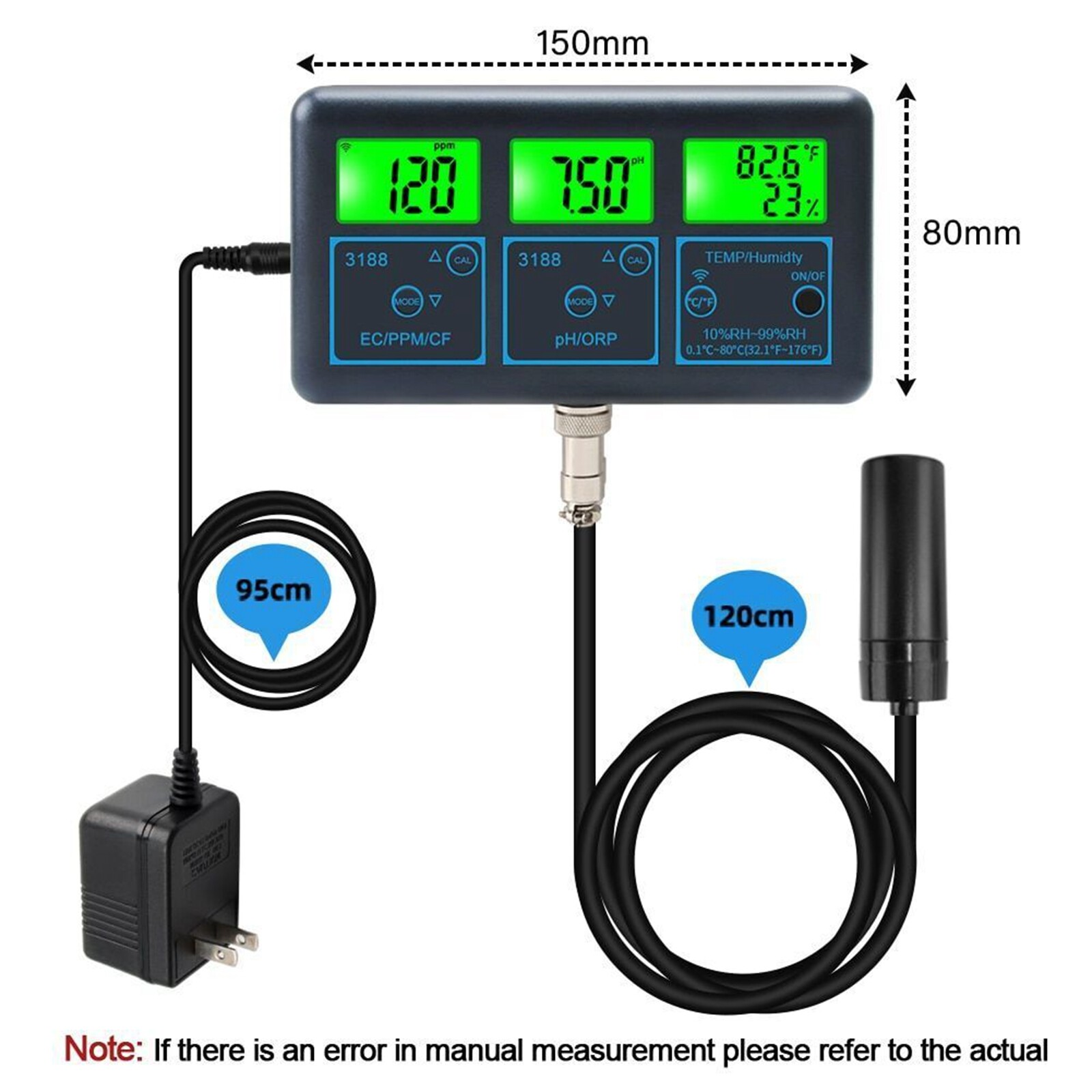 Smart Monitor Fish Tank WIFI SPA Pool Water Quality Meter PH ORP EC PPM Tester