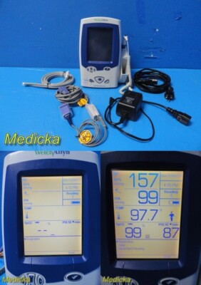 Welch Allyn Spot Vitals Monitor LXI,45NT0,Nellcor Oximax SpO2, Leads,PSU ~ 30551