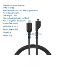 Audio Cable for SteelSeries Arctis1 Arctis3 Arctis5 Headphone Braided RGB